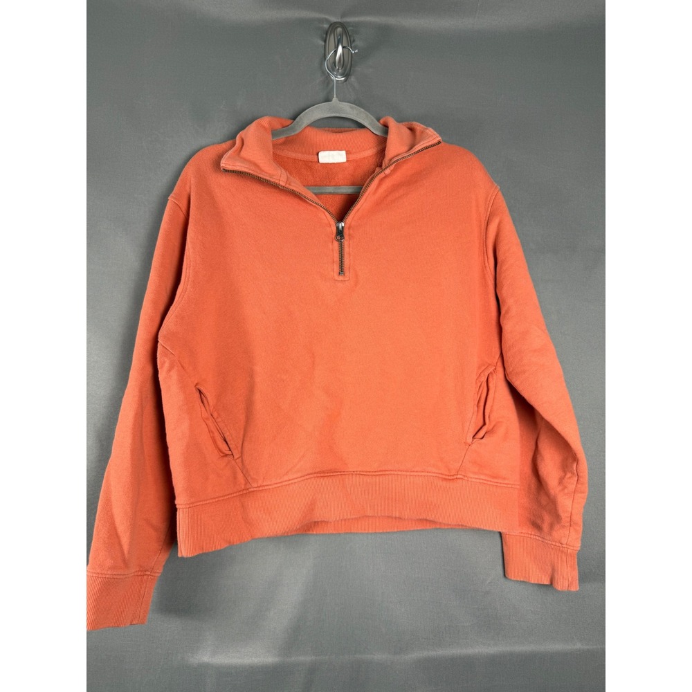 Pact Quarter Zip Sweatshirt Women Small Orange Organic Cotton French Terry Mock